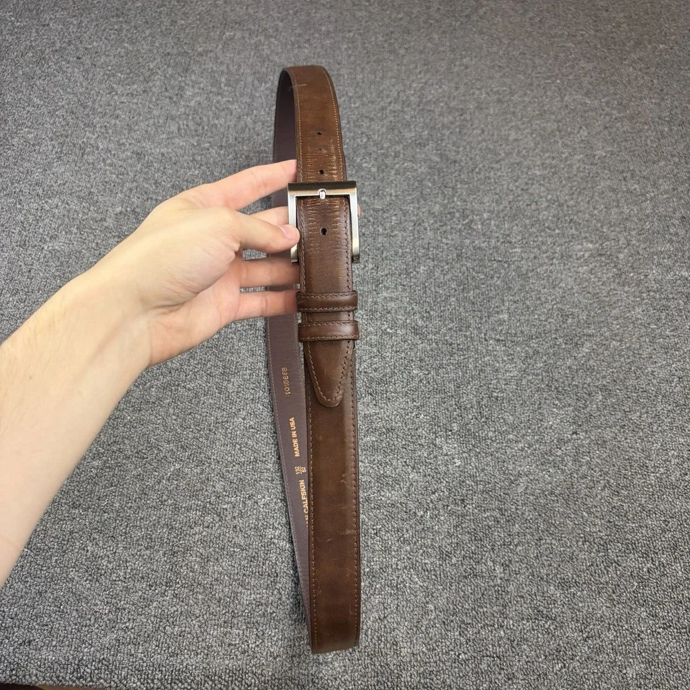 Allen Edmonds Italian Calfskin Brown Leather Belt Size 52 Made in USA‎ Dress